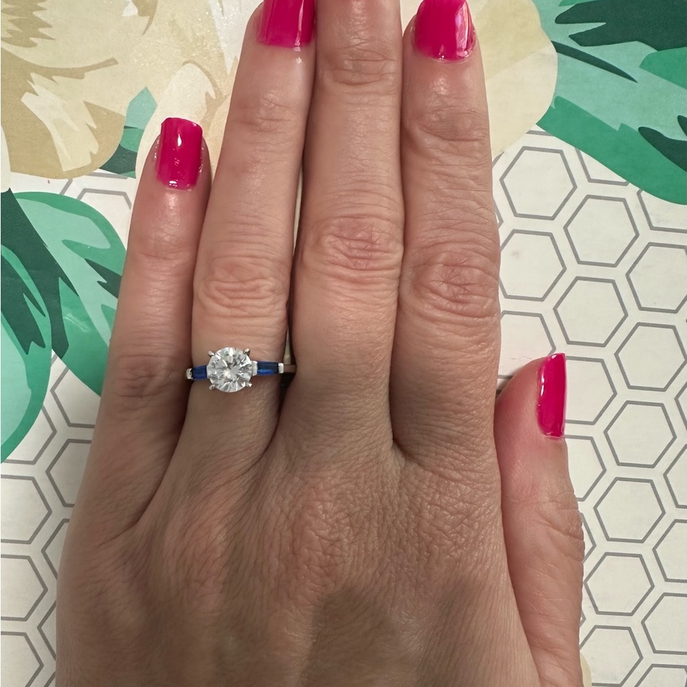 Moissanite Ring Sterling 1.27 CTW VVS D Color Size 6